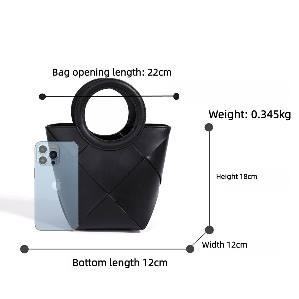 2026 New Genuine Leather Women's Handbags Crossbody Bags High Quality Cowhide Hand Woven Bags Fashion Bucket Bags for Women
