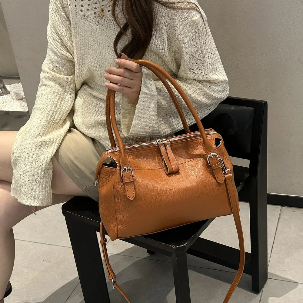 2026 New Genuine Leather Women's Handbags European Style Ladys Bag Soft Cowhide Ladies Shoulder Bags Crossbody Bags