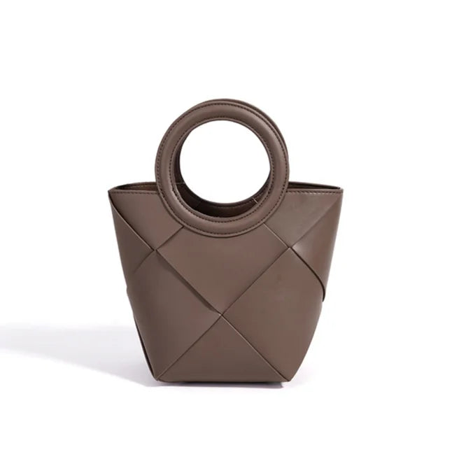 2026 New Genuine Leather Women's Handbags Crossbody Bags High Quality Cowhide Hand Woven Bags Fashion Bucket Bags for Women
