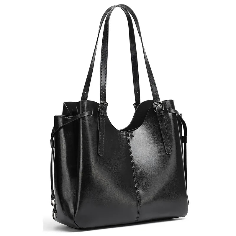 2026 New Genuine Leather Women's Shoulder Bags Tote Bags Retro Style Oil Wax Cowhide Handbags for Women