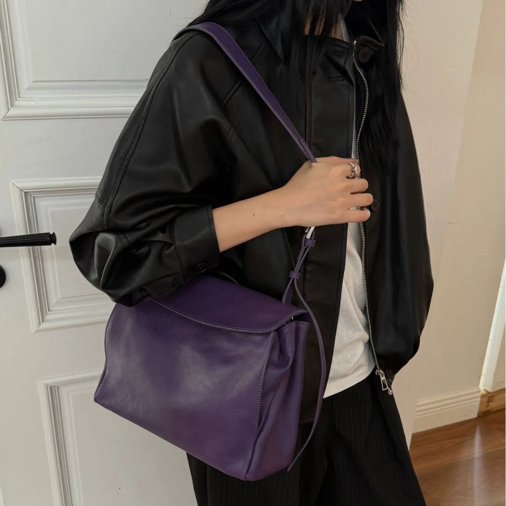 2026 New Genuine Leather Women's Shoulder Bags Crossbody Bags Casual Fashion Ladies Bags Vegetable Tanned Cowhide Messenger Bags