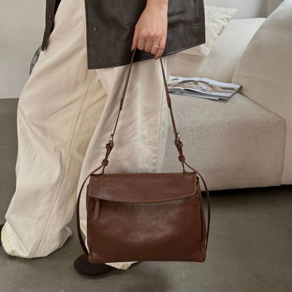 2026 New Genuine Leather Women's Shoulder Bags Crossbody Bags Casual Fashion Ladies Bags Vegetable Tanned Cowhide Messenger Bags