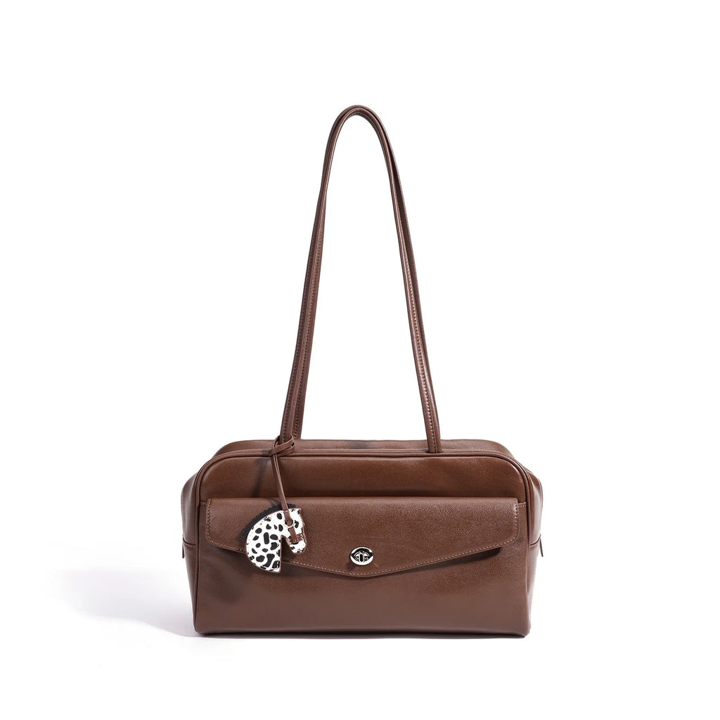 2026 New Genuine Leather Women's Shoulder Bags Boston Bags Design Simple Fashion Cowhide High Quality Ladies Bags