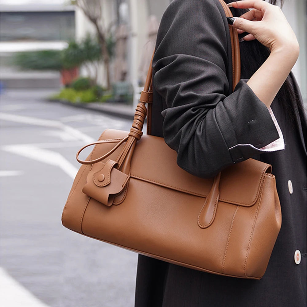 2026 New Genuine Leather Women's Shoulder Bags Underarm Bags Elegant Fashion Cowhide Luxury Ladies Bags