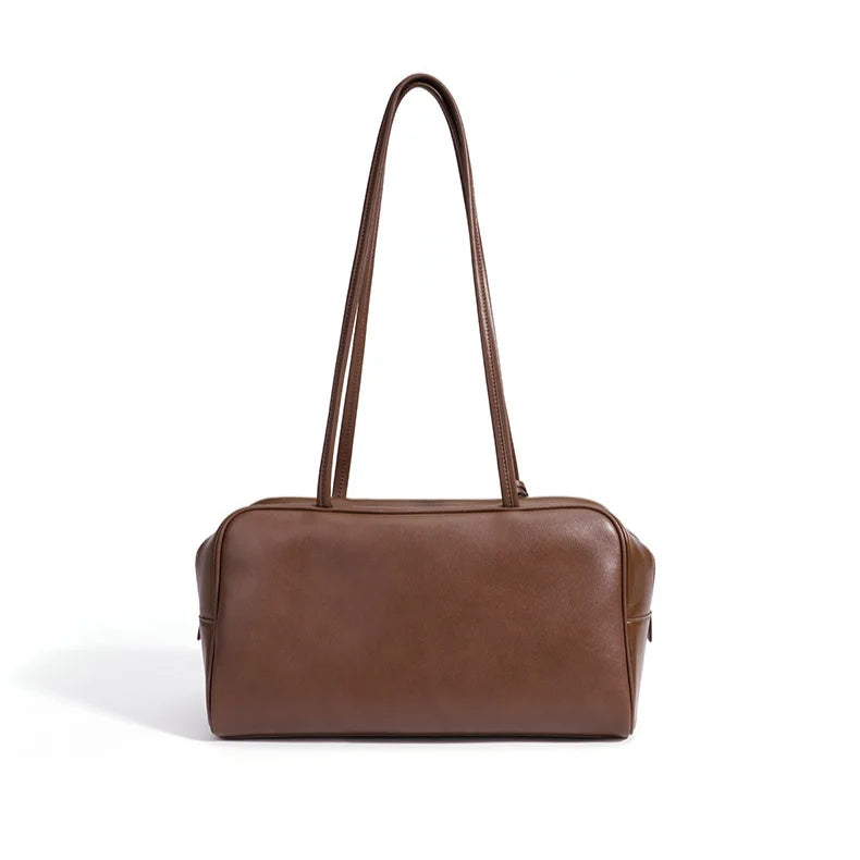 2026 New Genuine Leather Women's Shoulder Bags Boston Bags Design Simple Fashion Cowhide High Quality Ladies Bags