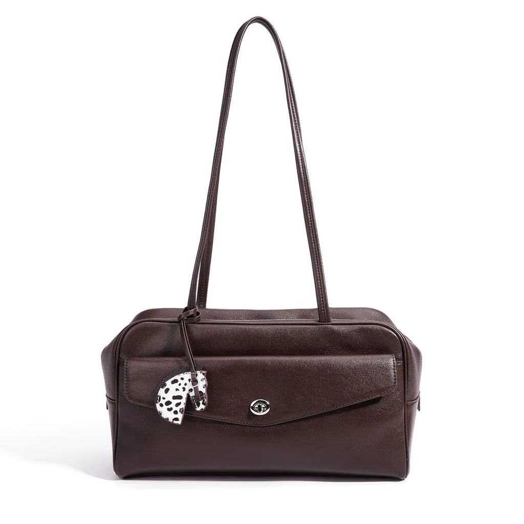 2026 New Genuine Leather Women's Shoulder Bags Boston Bags Design Simple Fashion Cowhide High Quality Ladies Bags