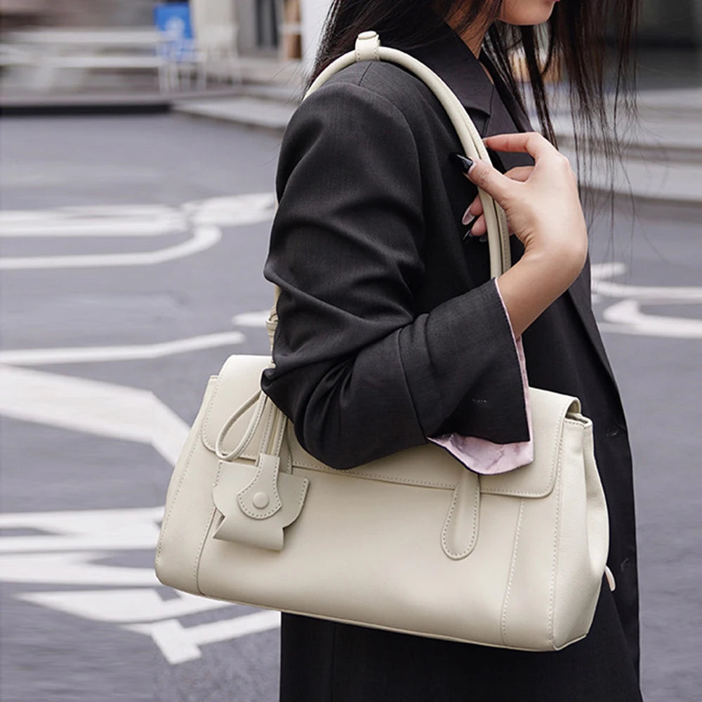 2026 New Genuine Leather Women's Shoulder Bags Underarm Bags Elegant Fashion Cowhide Luxury Ladies Bags