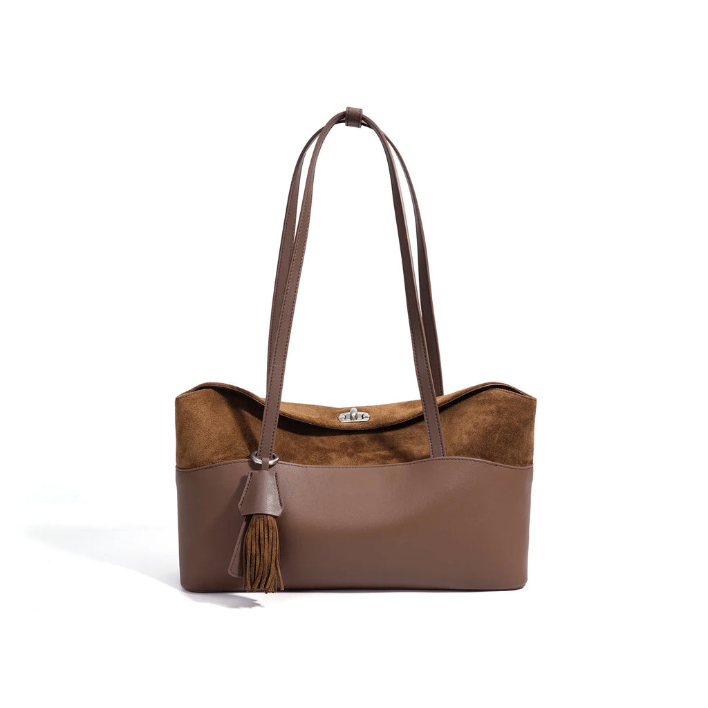 2026 New Genuine Leather Women's Shoulder Bags Underarm Bags Casual Fashion Ladies Bags Retro Suede Cowhide Handbags for Women