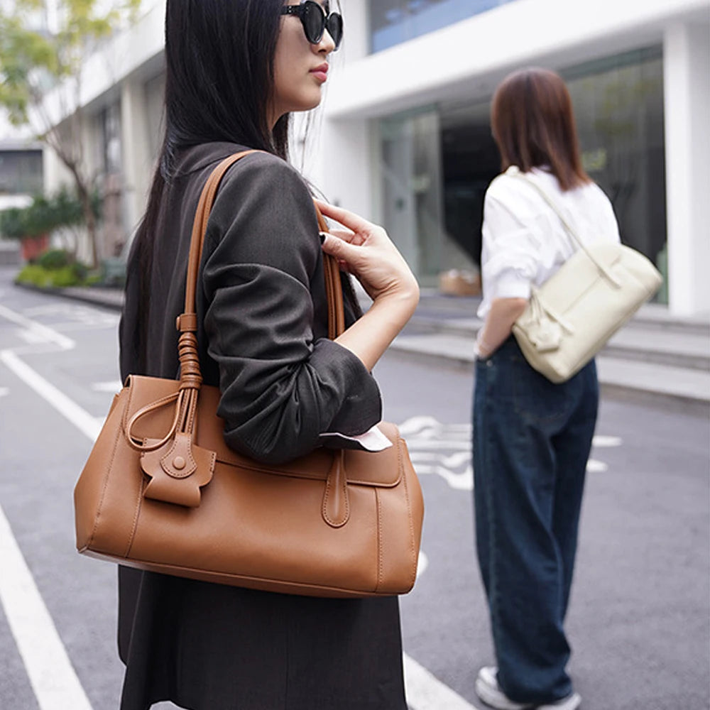 2026 New Genuine Leather Women's Shoulder Bags Underarm Bags Elegant Fashion Cowhide Luxury Ladies Bags