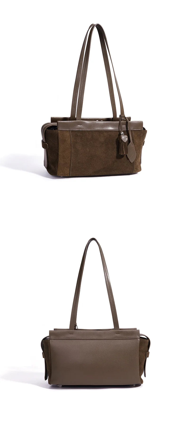 2026 New Genuine Leather Women's Shoulder Bags Underarm Bags Retro Style Nubuck Cowhide Ladies Bags Suede Leather Bags