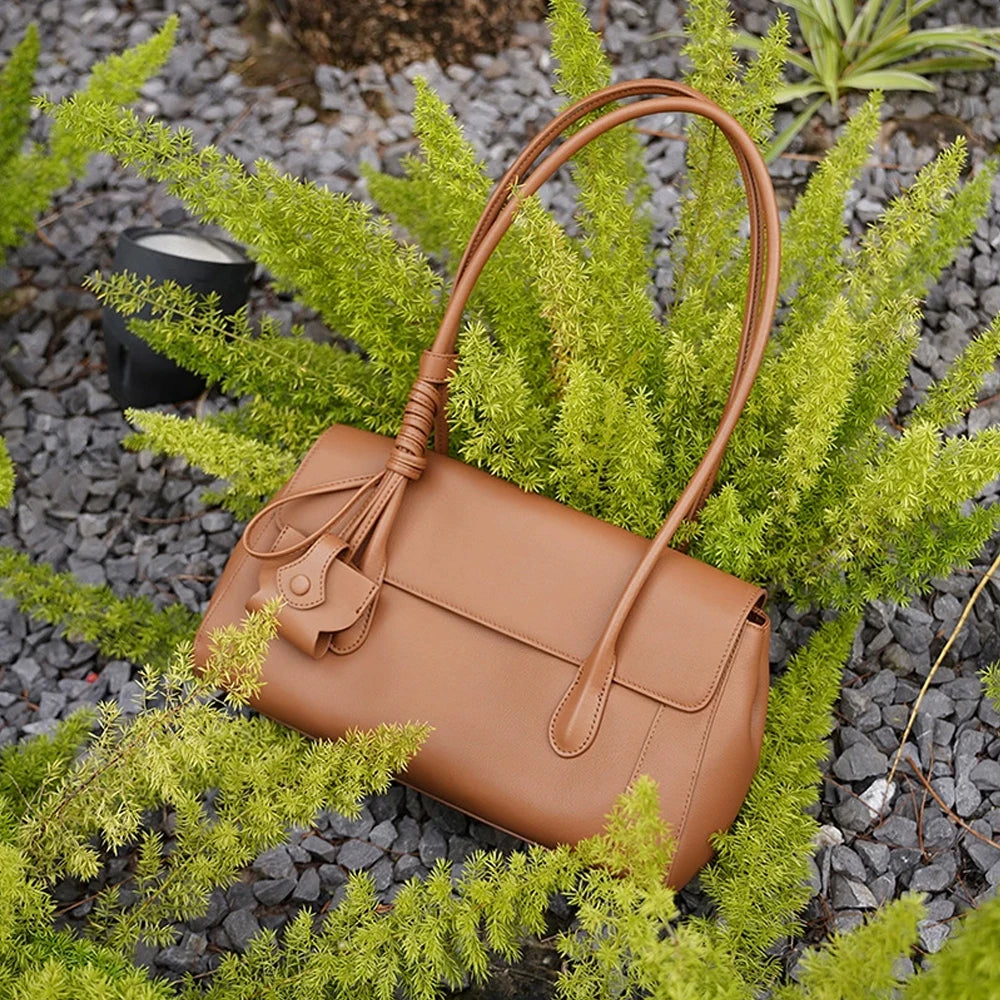 2026 New Genuine Leather Women's Shoulder Bags Underarm Bags Elegant Fashion Cowhide Luxury Ladies Bags