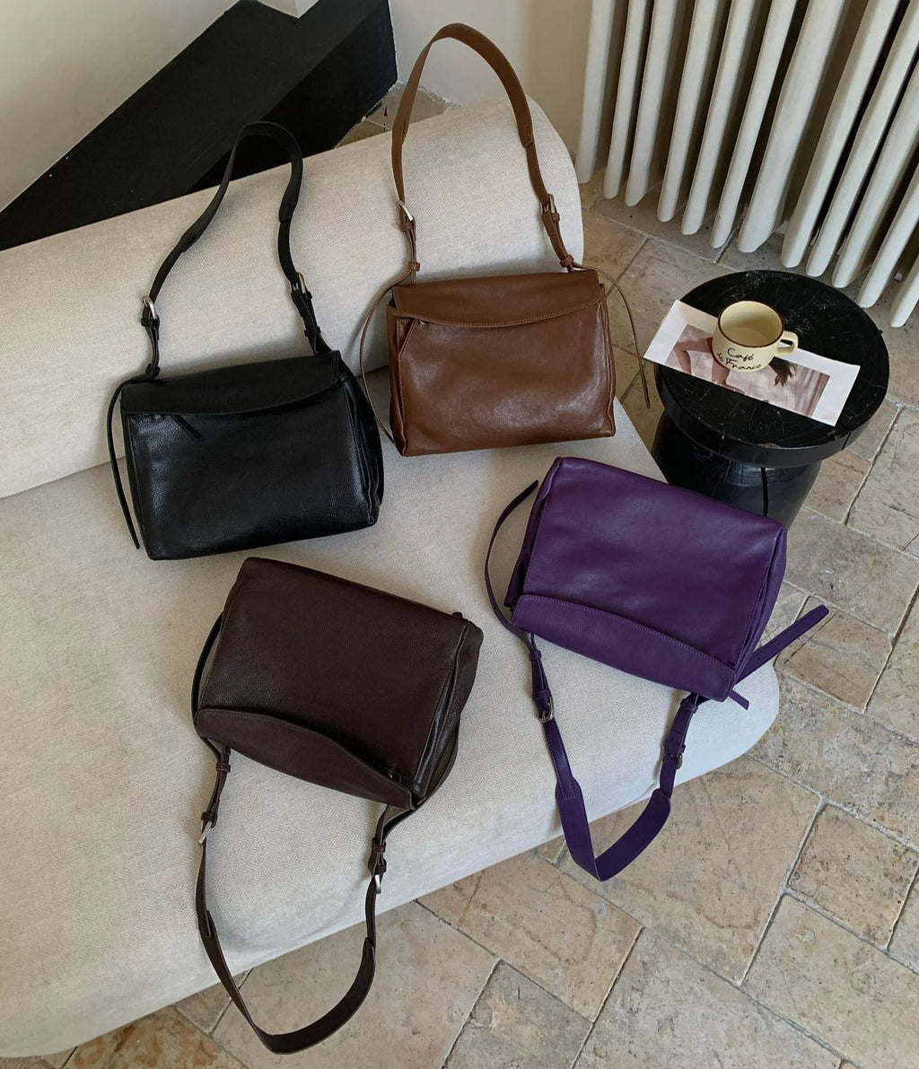 2026 New Genuine Leather Women's Shoulder Bags Crossbody Bags Casual Fashion Ladies Bags Vegetable Tanned Cowhide Messenger Bags