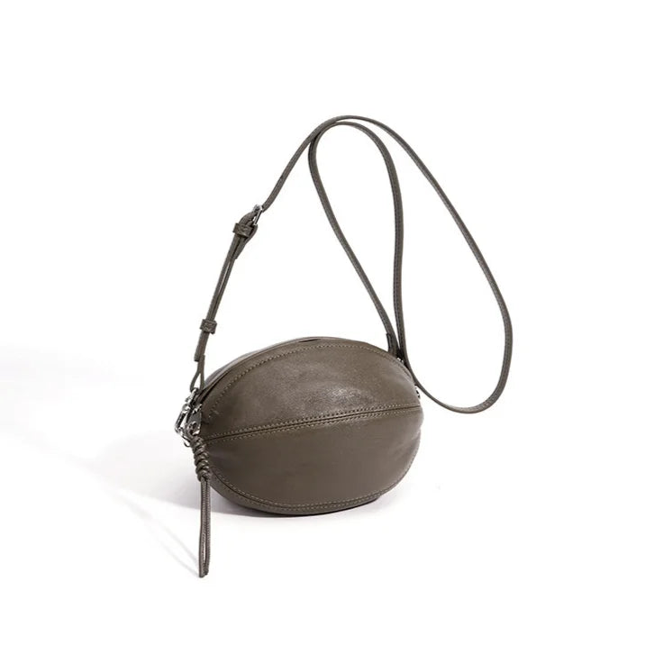 2026 New Genuine Leather Women's Small Bags Fashion Rugby Shaped Vegetable Tanned Sheepskin Ladies Crossbody Bag Shoulder Bags