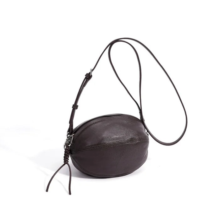 2026 New Genuine Leather Women's Small Bags Fashion Rugby Shaped Vegetable Tanned Sheepskin Ladies Crossbody Bag Shoulder Bags