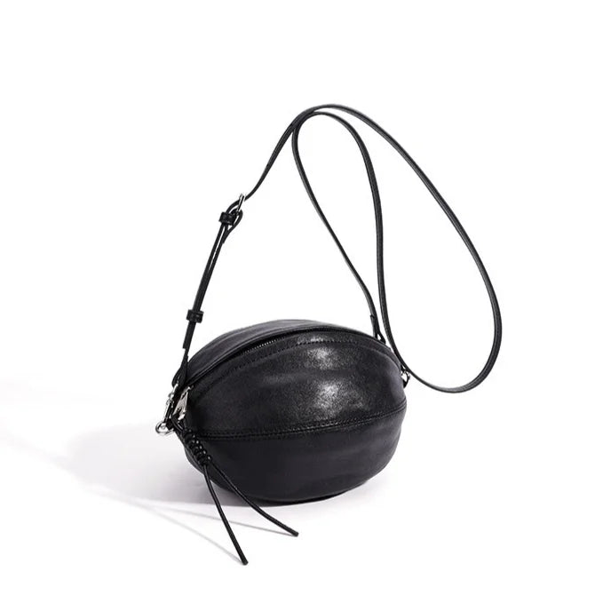 2026 New Genuine Leather Women's Small Bags Fashion Rugby Shaped Vegetable Tanned Sheepskin Ladies Crossbody Bag Shoulder Bags