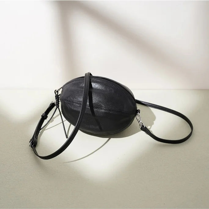 2026 New Genuine Leather Women's Small Bags Fashion Rugby Shaped Vegetable Tanned Sheepskin Ladies Crossbody Bag Shoulder Bags
