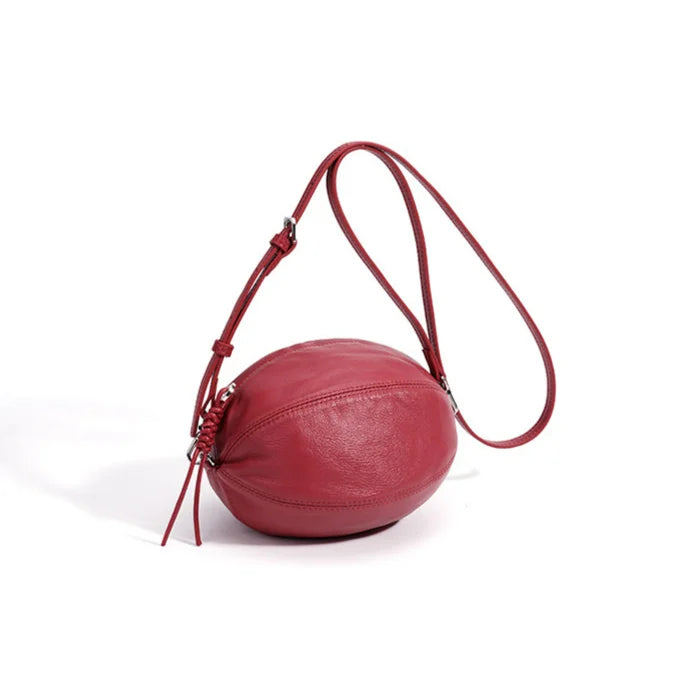 2026 New Genuine Leather Women's Small Bags Fashion Rugby Shaped Vegetable Tanned Sheepskin Ladies Crossbody Bag Shoulder Bags