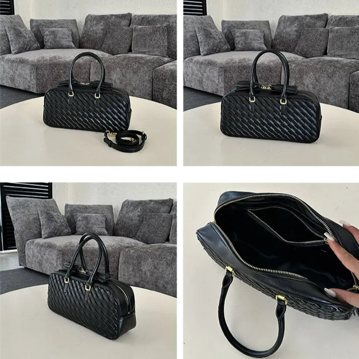 2026 New Genuine Leather Woven Bags High Quality Cowhide Handwoven Women's Handbags Crossbody Bags Boston Bags