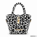 2026 New Leopard Print Plush Faux Fur Women Bucket Tote Bag Top Handle Turn-Lock Closure Handbag OEM Custom Wholesale CB10141