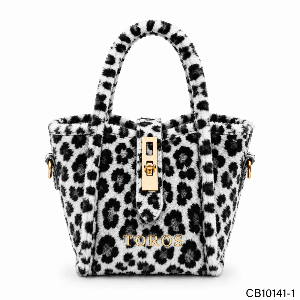 2026 New Leopard Print Plush Faux Fur Women Bucket Tote Bag Top Handle Turn-Lock Closure Handbag OEM Custom Wholesale CB10141