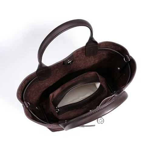 2026 New Nubuck Cowhide Ladies Handbags Bucket Bags Retro Style Genuine Leather Women's Bags Suede Bags OEM ODM
