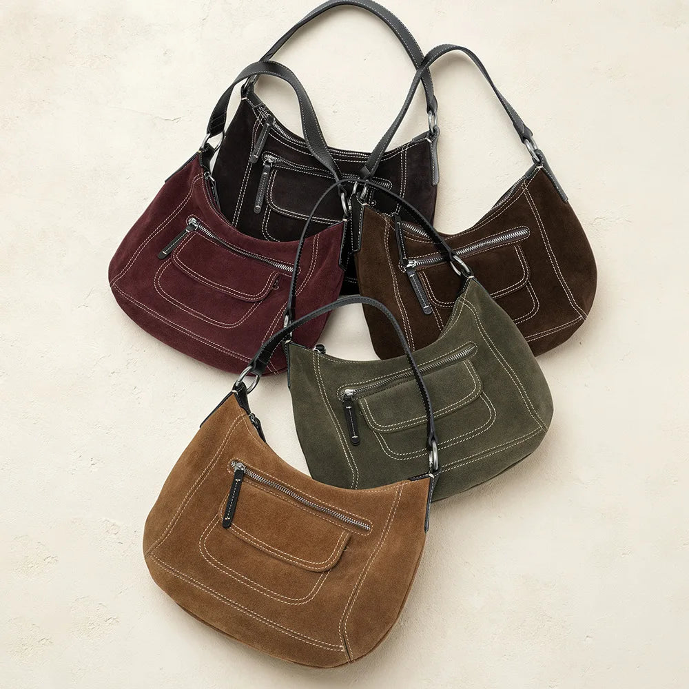 2026 New Nubuck Cowhide Women's Handbags Retro Style Genuine Leather Women's Shoulder Bags Crossbody Bags Suede Bags