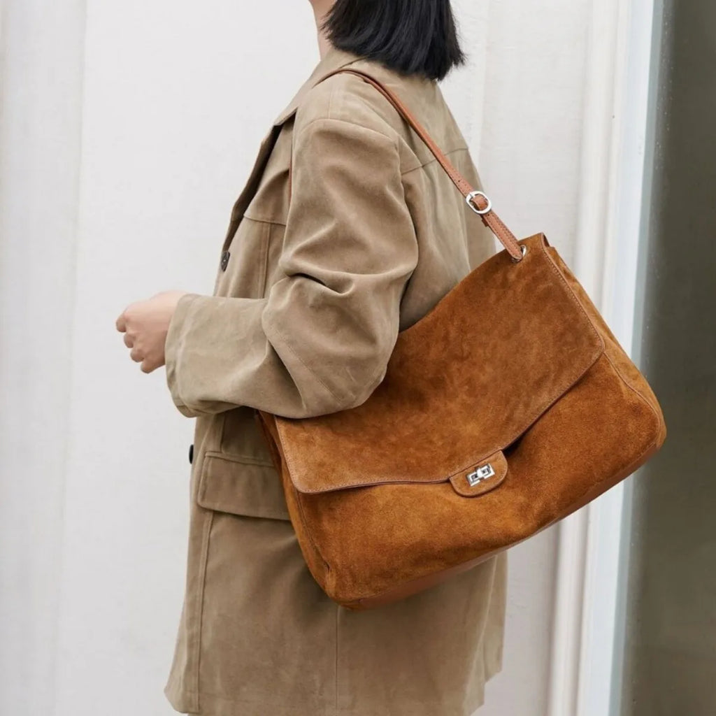 2026 New Nubuck Cowhide Women's Shoulder Bags Crossbody Bags Large Capacity Genuine Leather Ladies Bags Suede Bags