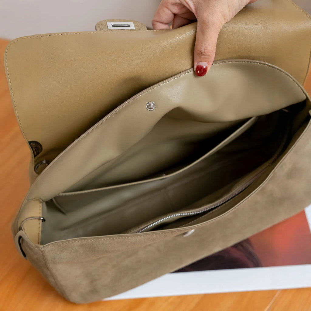 2026 New Nubuck Cowhide Women's Shoulder Bags Crossbody Bags Large Capacity Genuine Leather Ladies Bags Suede Bags