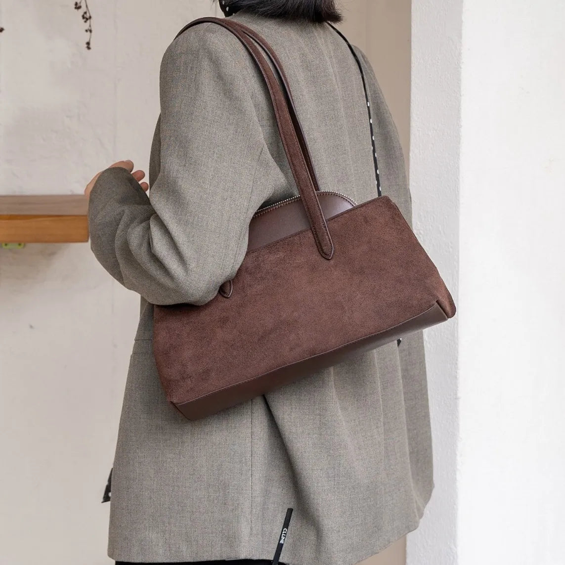2026 New Nubuck Cowhide Women's Shoulder Bags Underarm Bags Retro Style Genuine Leather Ladys Bags Suede Leather Bags