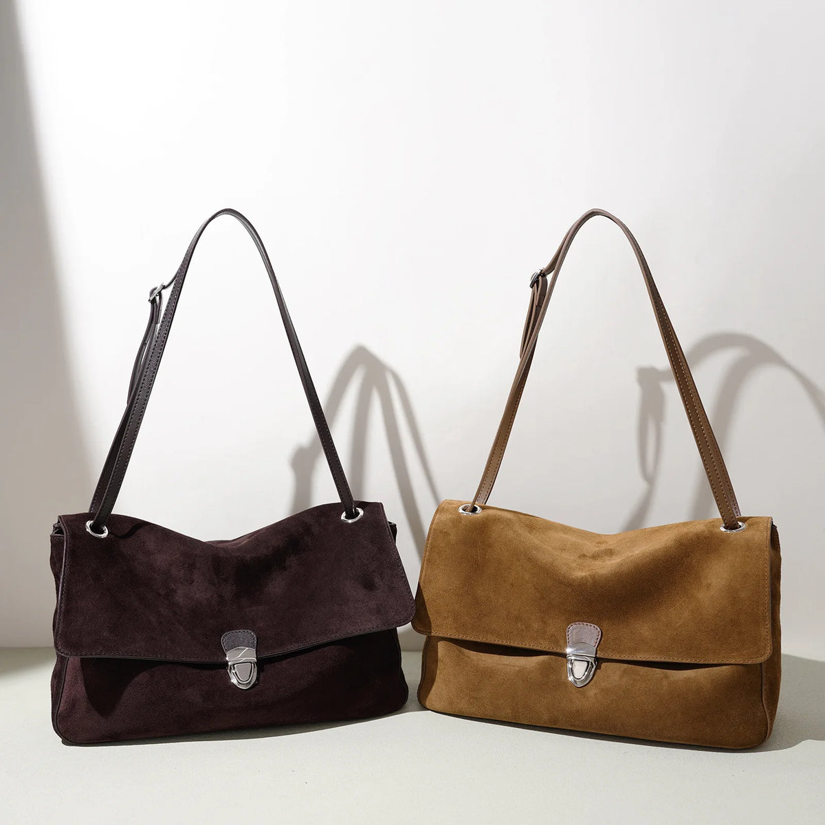 2026 New Nubuck Cowhide Women's Shoulder Bag Crossbody Bag Retro Style Genuine Leather Messenger Bag Suede Bags