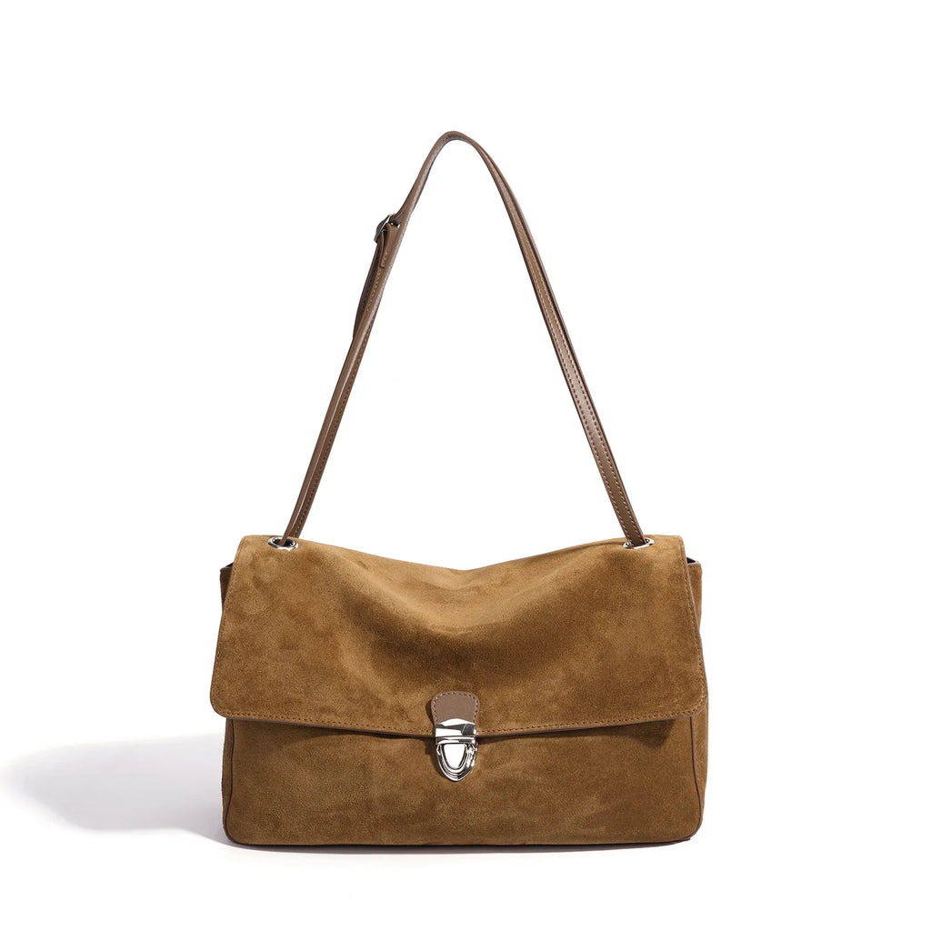 2026 New Nubuck Cowhide Women's Shoulder Bag Crossbody Bag Retro Style Genuine Leather Messenger Bag Suede Bags
