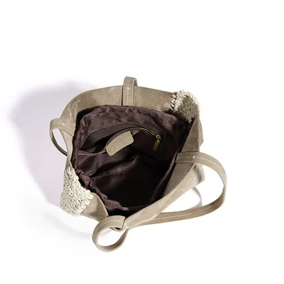 2026 New Nubuck Cowhide Women's Shoulder Bags Tote Bags Casual Fashion Genuine Leather Ladys Bag Suede Bags