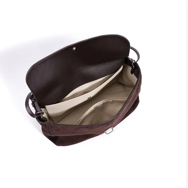 2026 New Nubuck Cowhide Women's Shoulder Bag Crossbody Bag Retro Style Genuine Leather Messenger Bag Suede Bags