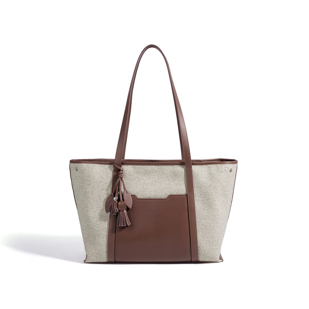 2026 New Style Canvas with Cowhide Tote Bags Casual Fashion Women's Shoulder Bag Large Capacity Ladys Handbags