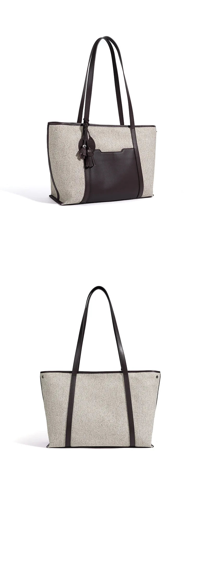 2026 New Style Canvas with Cowhide Tote Bags Casual Fashion Women's Shoulder Bag Large Capacity Ladys Handbags