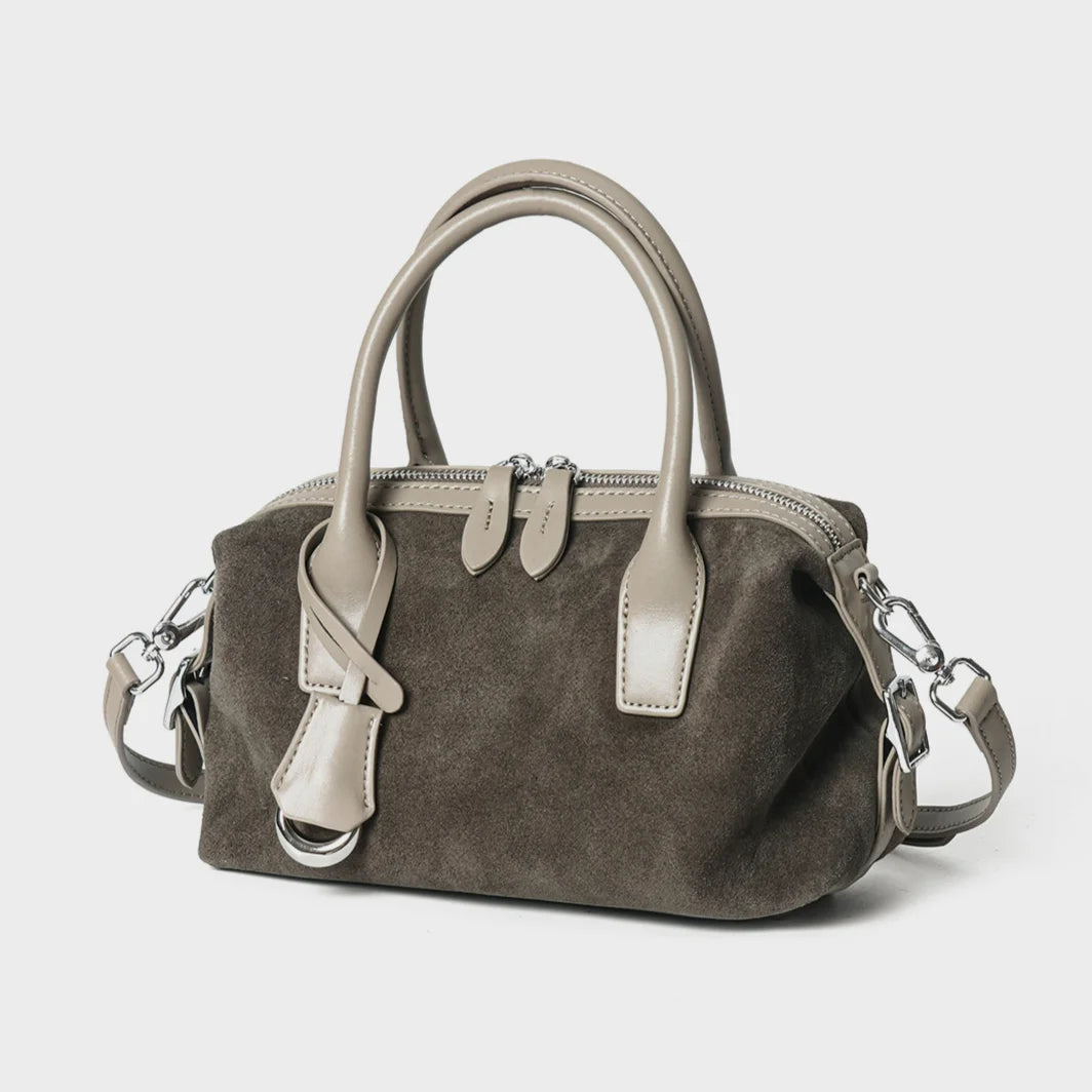 2026 New Suede Bags Casual Fashion Nubuck Cowhide Women's Handbags Crossbody Bags Retro Boston Bag Genuine Leather Ladies Bags