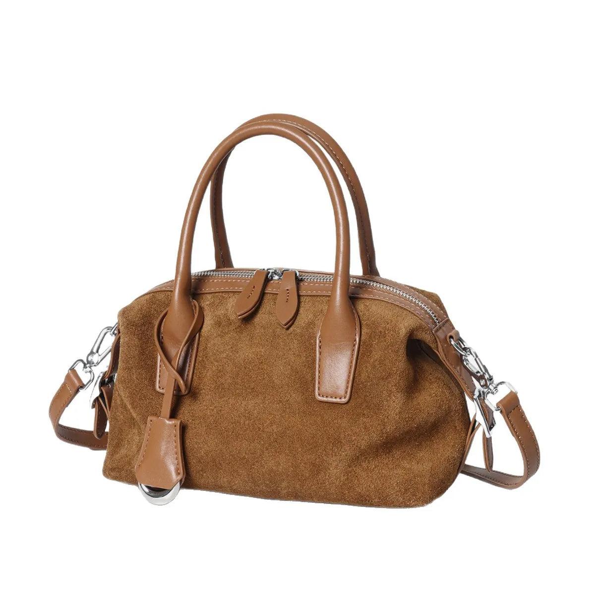 2026 New Suede Bags Casual Fashion Nubuck Cowhide Women's Handbags Crossbody Bags Retro Boston Bag Genuine Leather Ladies Bags