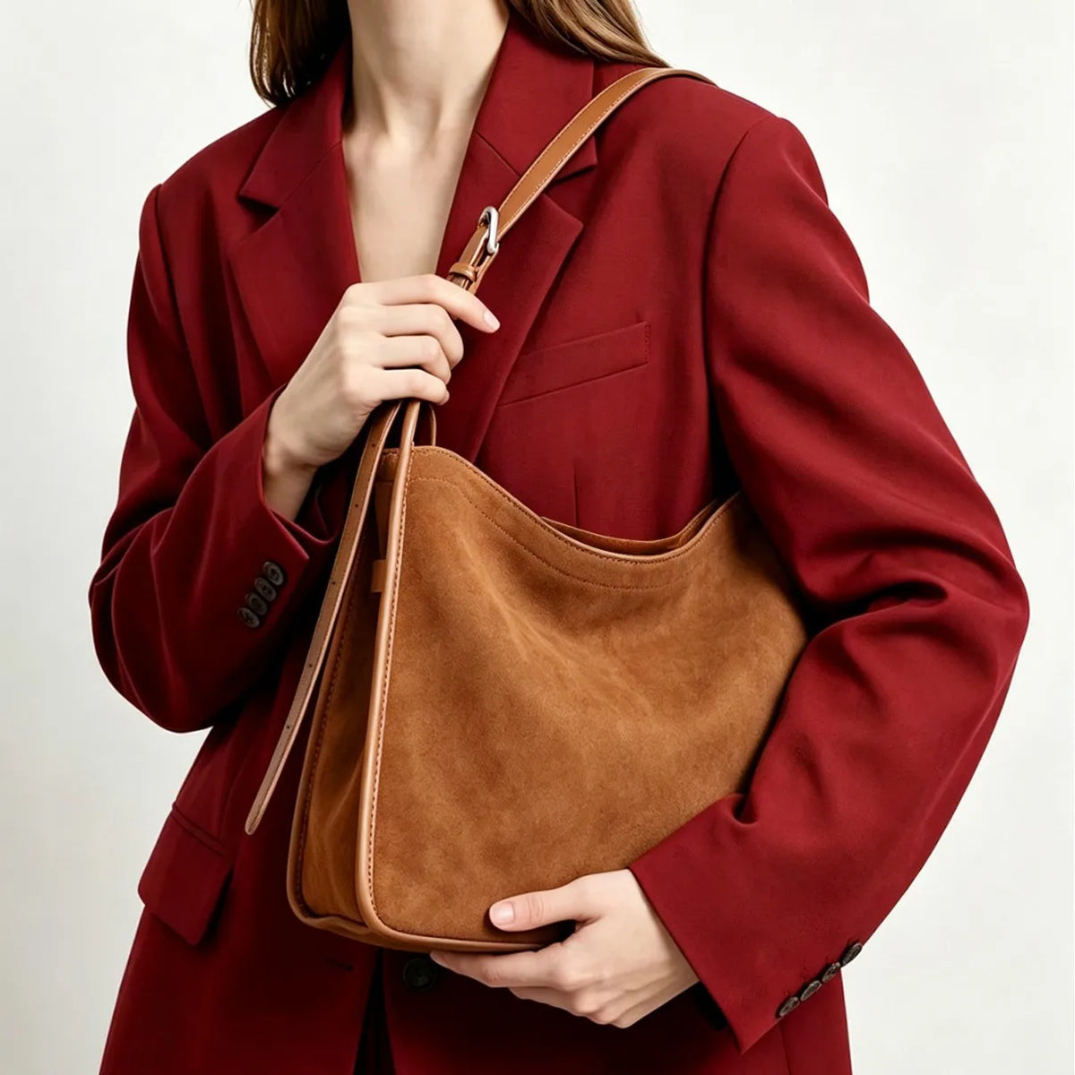 2026 New Suede Bags Casual Style Nubuck Cowhide Women's Shoulder Bags Crossbody Bags Genuine Leather Handbags for Women