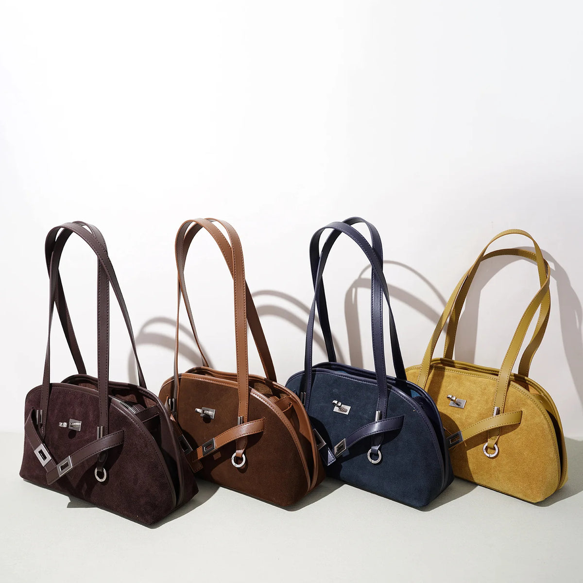 2026 New Suede Bags Design Fashion Nubuck Cowhide Ladies Shoulder Bags Underarm Bags Luxury Genuine Leather Women's Bags