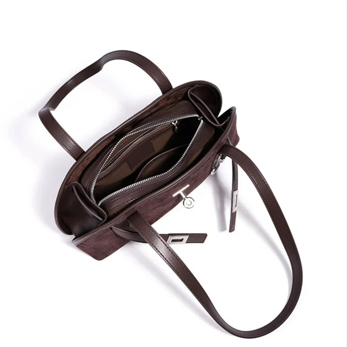 2026 New Suede Bags Design Fashion Nubuck Cowhide Ladies Shoulder Bags Underarm Bags Luxury Genuine Leather Women's Bags