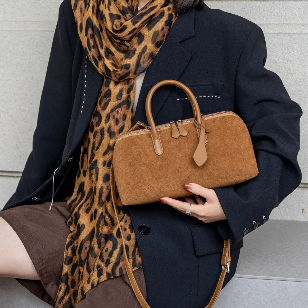 2026 New Suede Bags European Style Nubuck Cowhide Women's Handbags Crossbody Bags Genuine Leather Handbags for Women