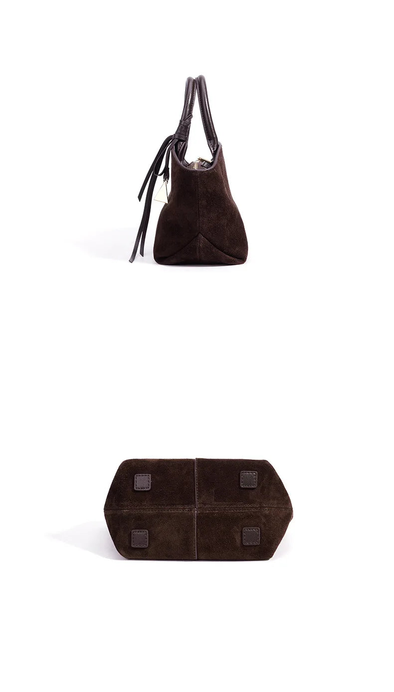 2026 New Suede Bags Women's Small Bags Retro Style Nubuck Cowhide Ladys Handbags Crossbody Bags Genuin Leather Ladies Bags