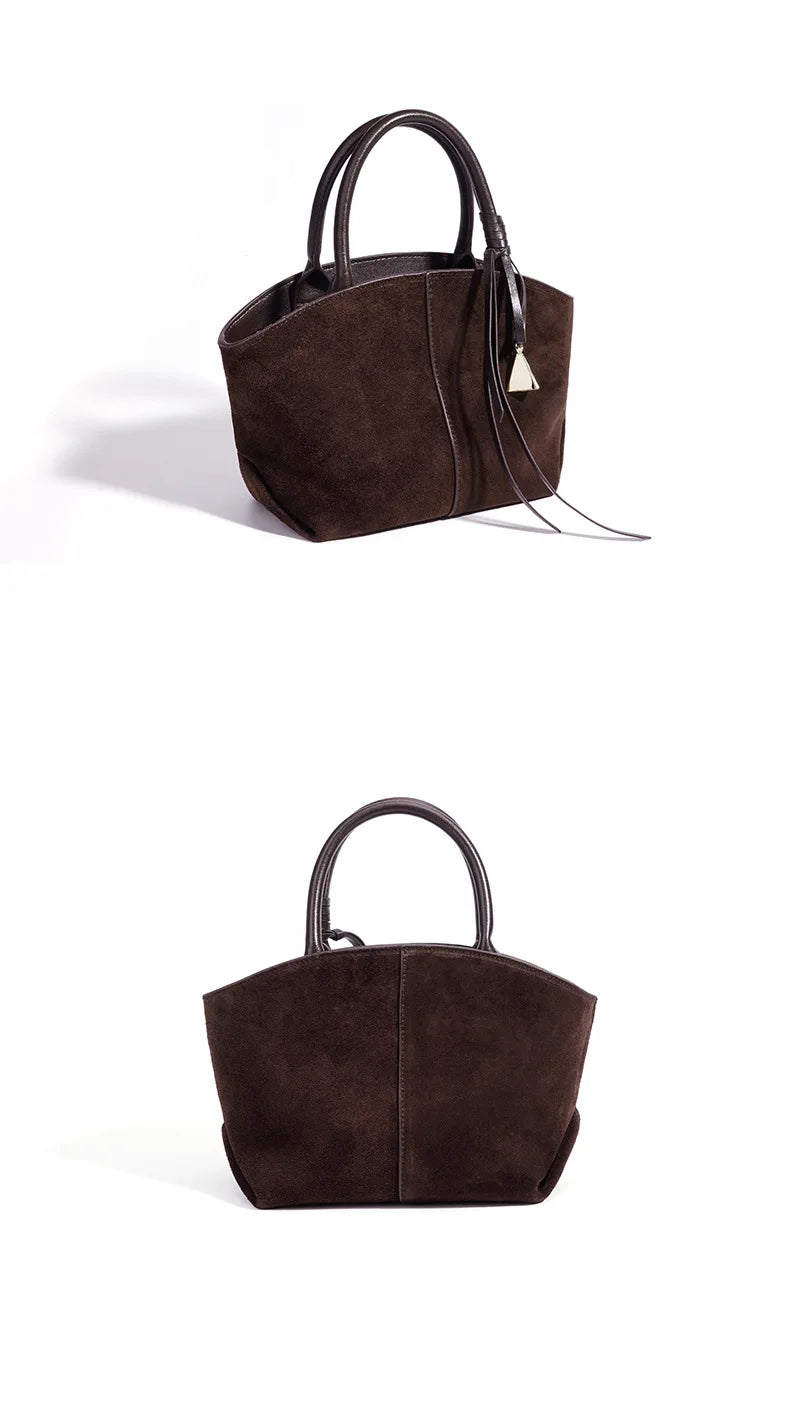 2026 New Suede Bags Women's Small Bags Retro Style Nubuck Cowhide Ladys Handbags Crossbody Bags Genuin Leather Ladies Bags