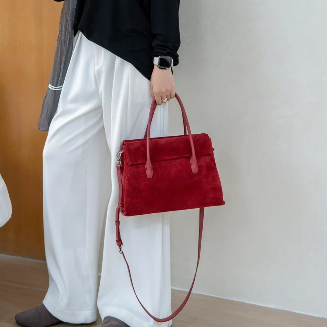 2026 New Suede Cowhide Women's Handbags Crossbody Bags Retro Style Genuine Leather Bags for Women