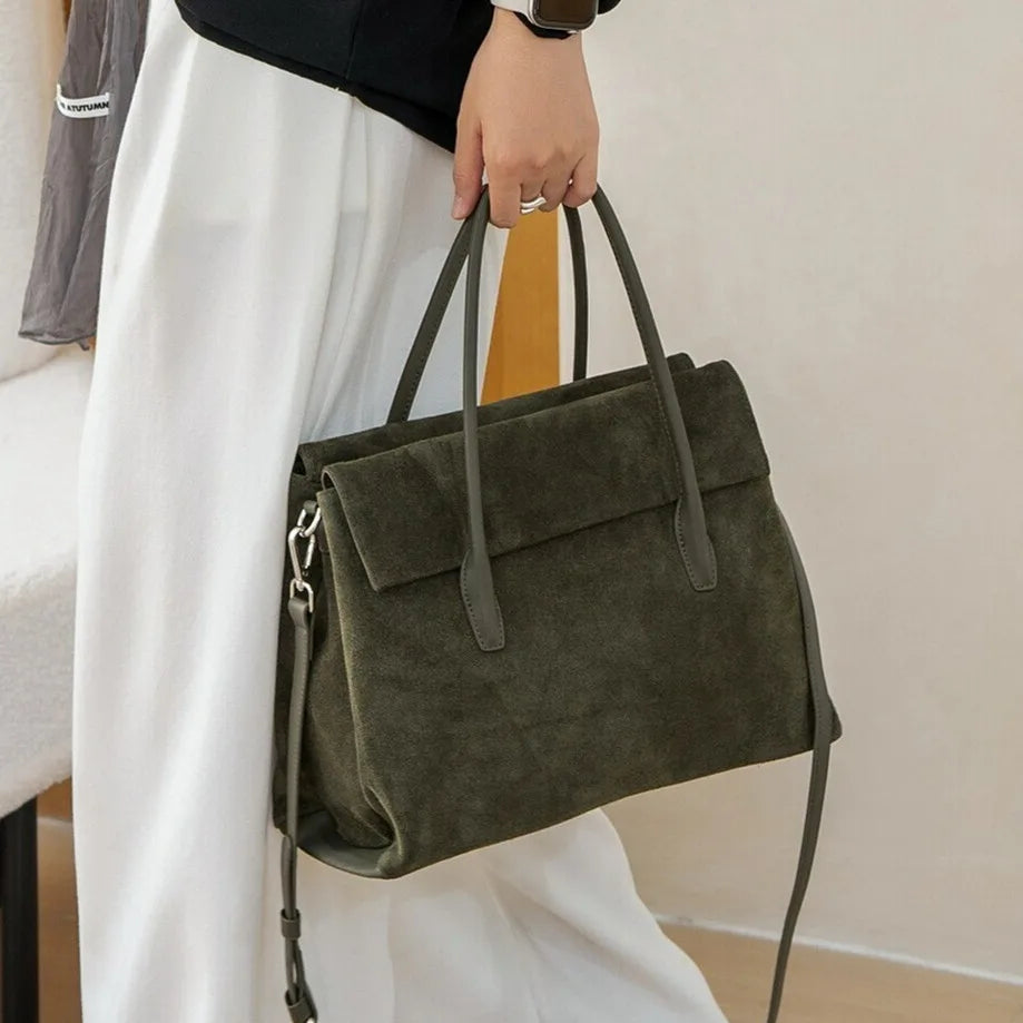 2026 New Suede Cowhide Women's Handbags Crossbody Bags Retro Style Genuine Leather Bags for Women