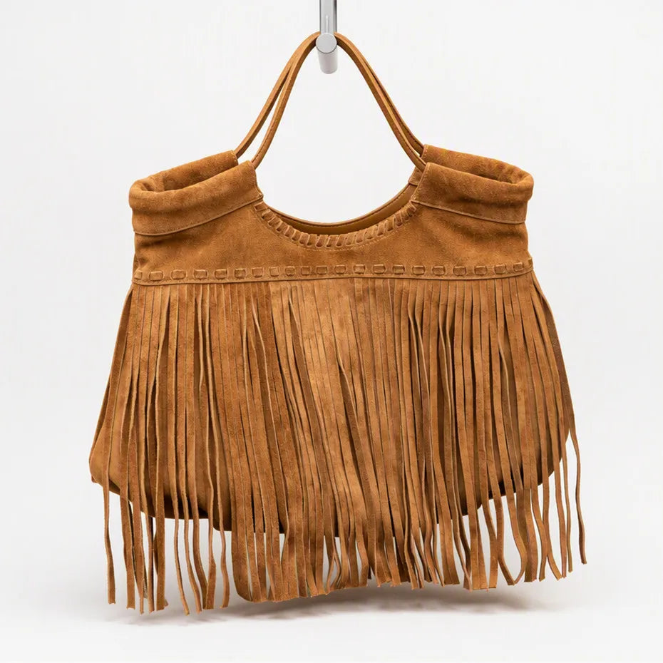 2026 New Suede Cowhide Women's Handbags Bohemian Style High Quality Genuine Leather Ladies Shoulder Bags Crossbody Bags