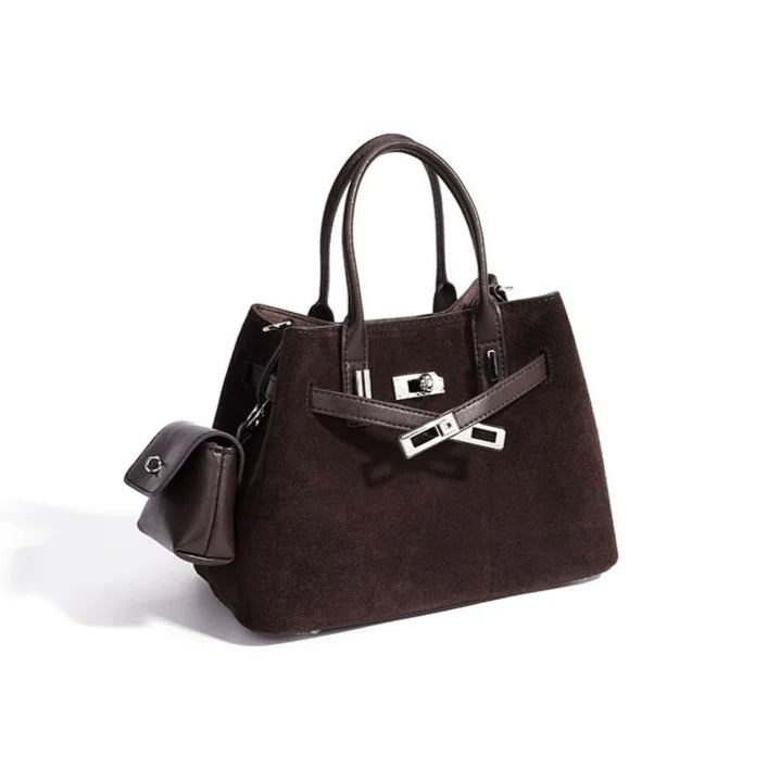 2026 New Suede Leather Bags Women's handbags Crossbody Shoulder Bags Retro Nubuck Cowhide Ladies Bags Bucket Bags