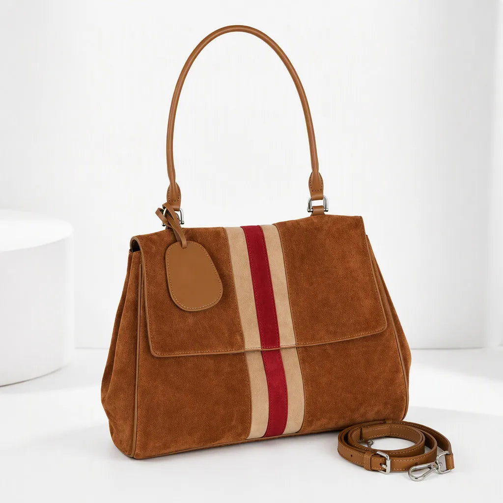 2026 New Suede Leather Women's Handbags Casual Fashion Nubuck Cowhide Ladies Shoulder Bag Crossbody Bag Genuine Leather Handbags
