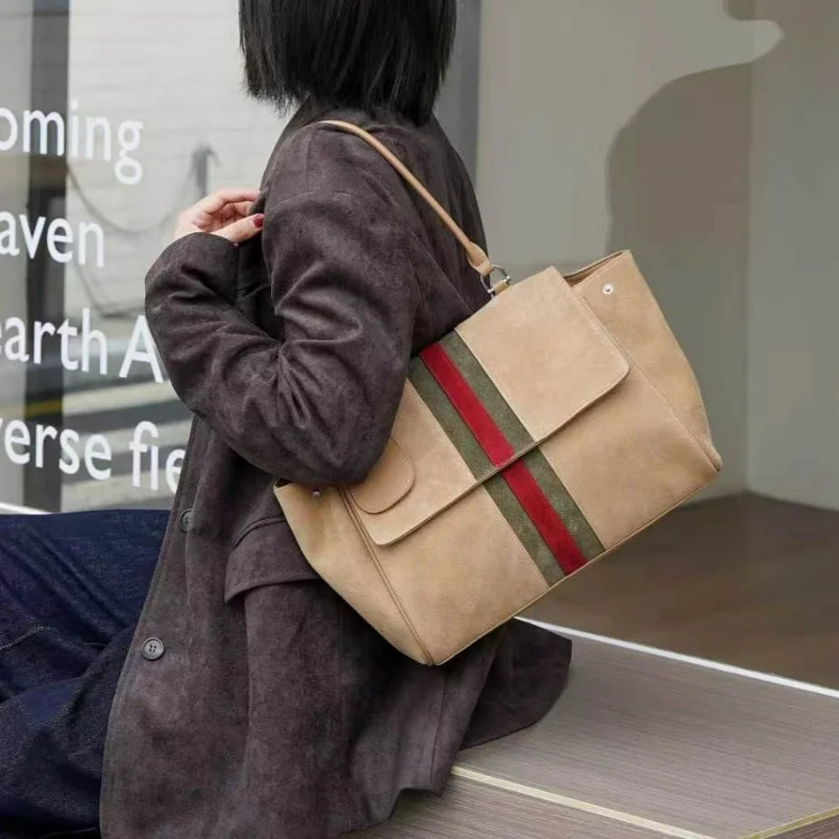 2026 New Suede Leather Women's Handbags Casual Fashion Nubuck Cowhide Ladies Shoulder Bag Crossbody Bag Genuine Leather Handbags