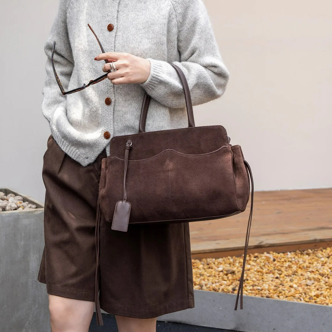 2026 New Suede Leather Women's Handbags Crossbody Bag Retro Style Nubuck Cowhide Ladies Bags Genuine Leather Handbags